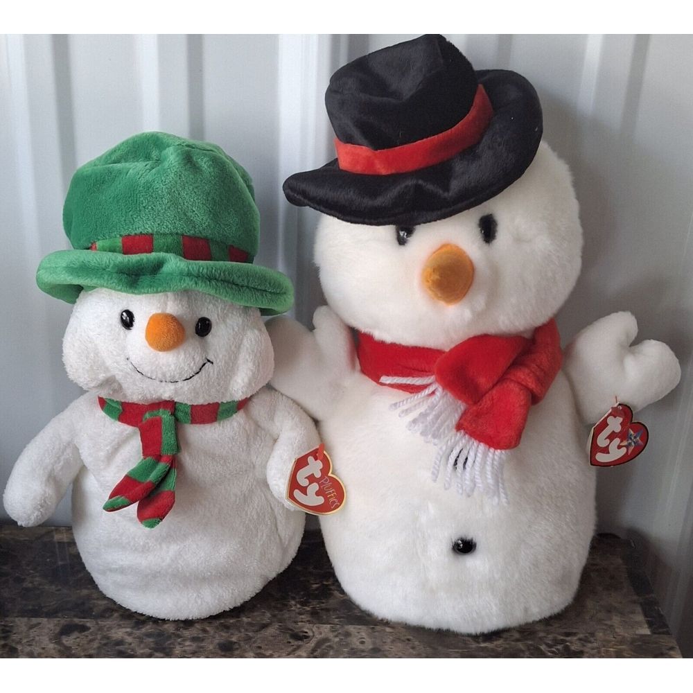 2 Ty Beanie the Snowman  Plush Stuffed Animal Toy
